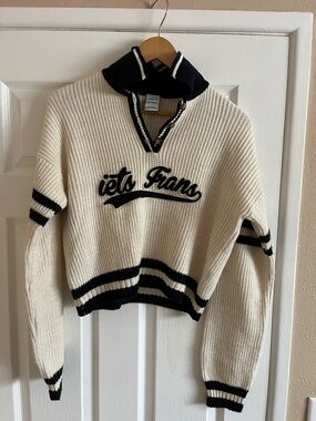 Iets Frans Urban Outfitters cropped polo knit sweater S